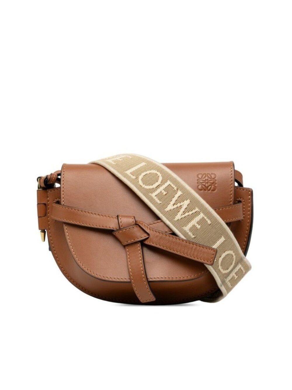 Loewe Gate Crossbody Shoulder Bag Brown Beige Leather
